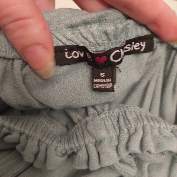 Love By Chesley Seafoam Green Off Shoulder Short Sleeve Mini Dress Boho Size S - Picture 3 of 10